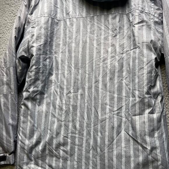 Maui & Sons Jacket Mens Medium Gray Striped Puffer Full Zip Winter Hoodie - Picture 12 of 12